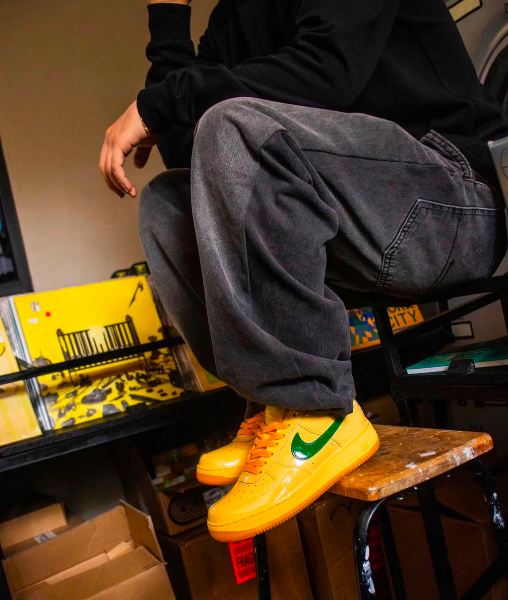 Nike Air Force 1 Low Patent Leather Topaz Gold Pine Green