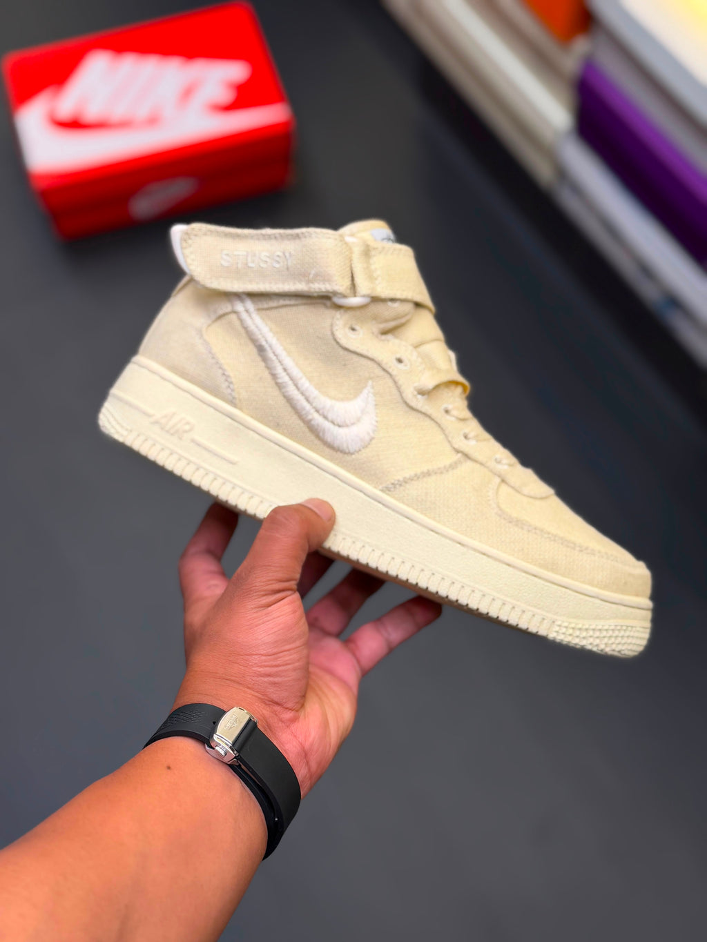 Nike x Stussy Air Force 1 Mid "Fossil