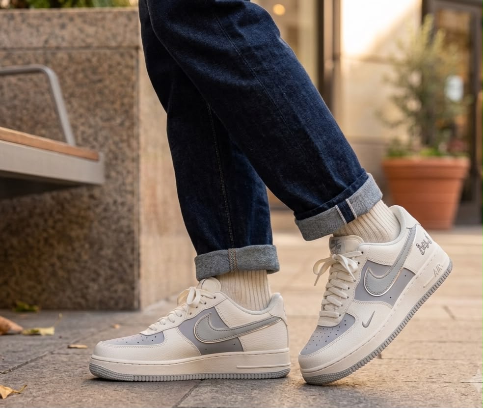 NIKE AIRFORCE ONE FRESH GREY SWOOSH 🖤🖤