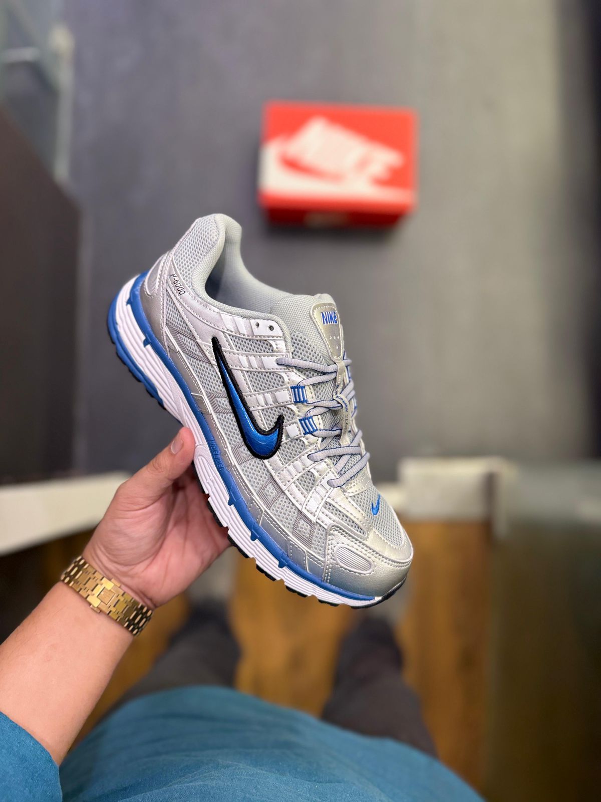 NIKE P-6000 TRAINER METALLIC  BLUE TICK 🖤