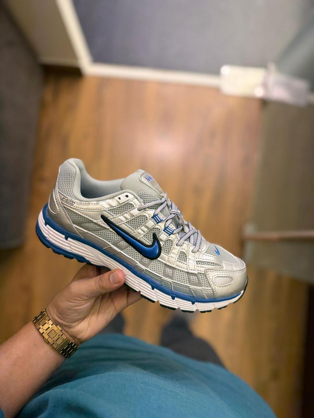 NIKE P-6000 TRAINER METALLIC  BLUE TICK 🖤