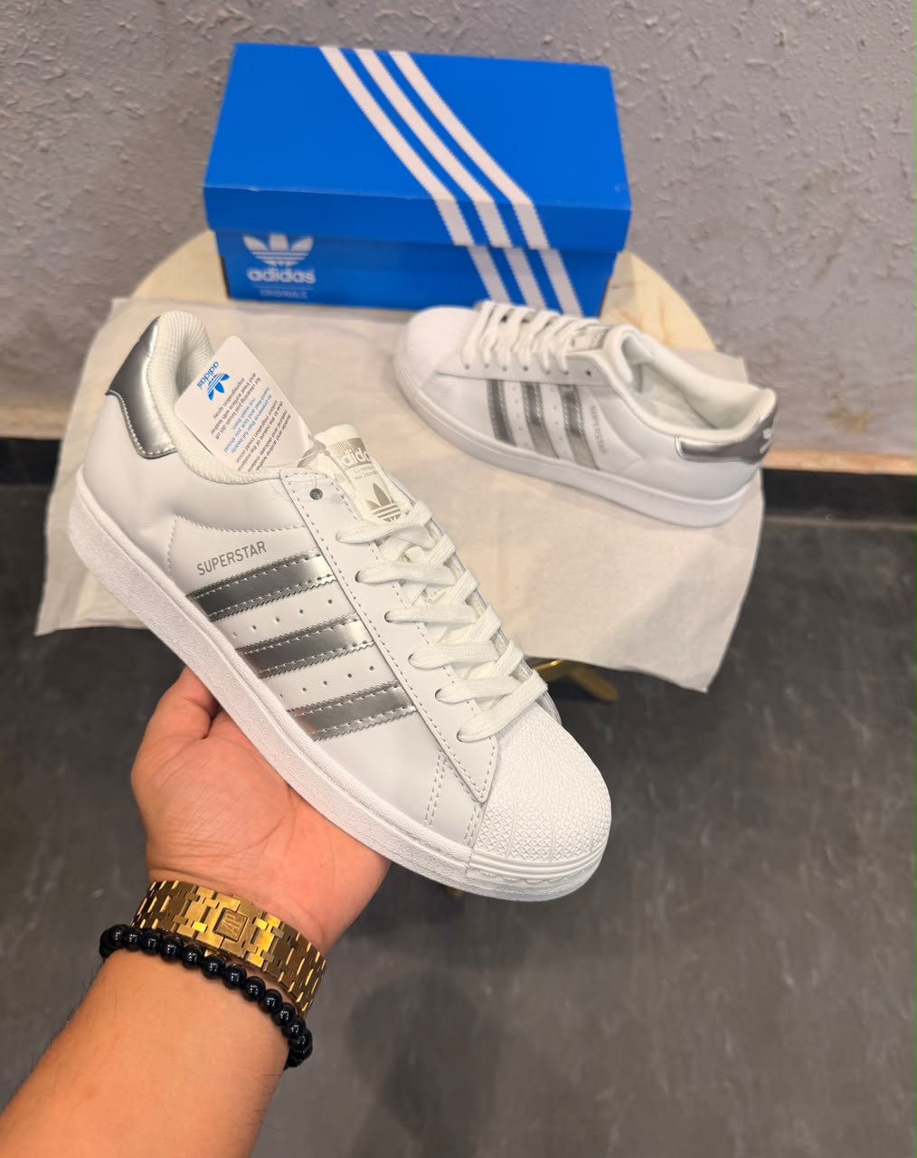 ADIDAS SUPERSTAR WHITE SILVER 🤍